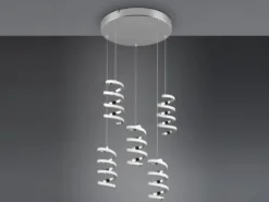 Cluster LED Pendelleuchte LAOLA in 3 Stufen dimmbar Silber Chrom, Ø 45cm