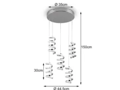 Cluster LED Pendelleuchte LAOLA in 3 Stufen dimmbar Silber Chrom, Ø 45cm