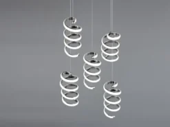 Cluster LED Pendelleuchte LAOLA in 3 Stufen dimmbar Silber Chrom, Ø 45cm