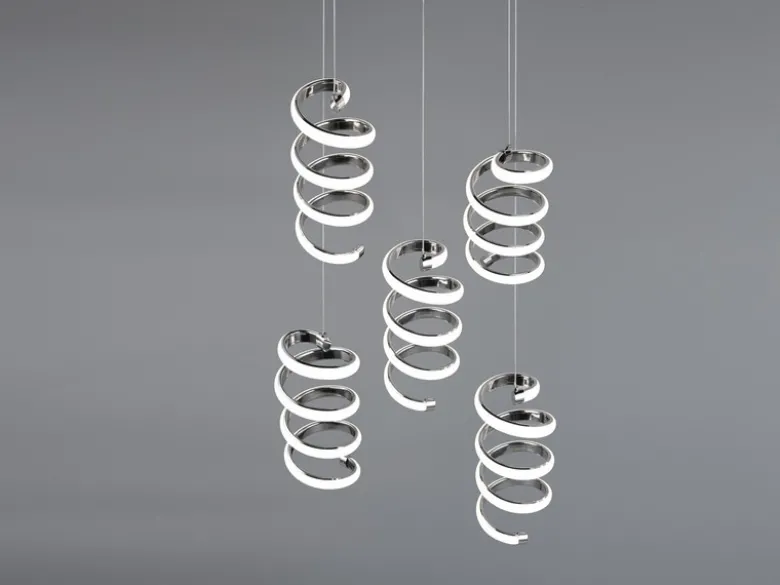 Cluster LED Pendelleuchte LAOLA in 3 Stufen dimmbar Silber Chrom, Ø 45cm
