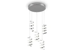 Cluster LED Pendelleuchte LAOLA in 3 Stufen dimmbar Silber Chrom, Ø 45cm