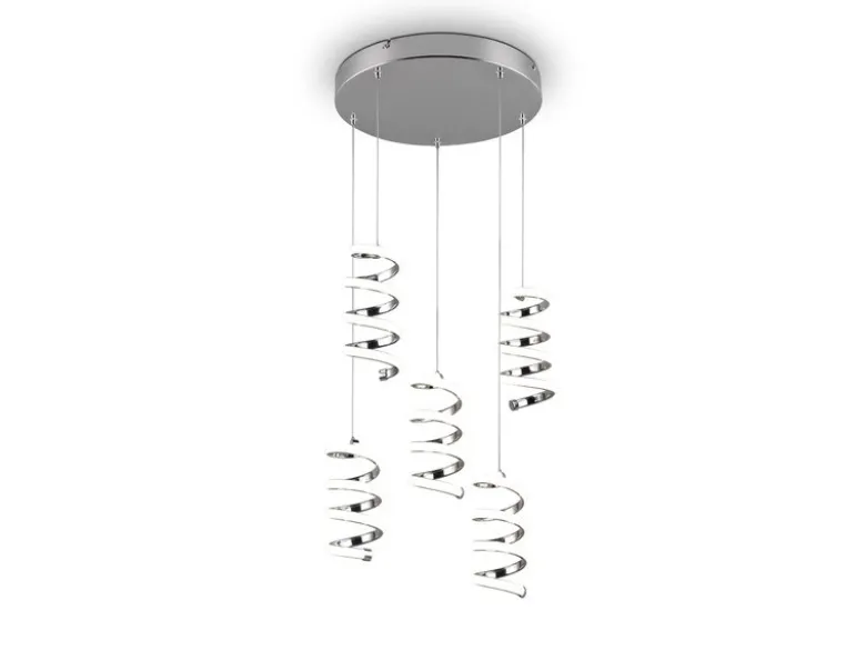 Cluster LED Pendelleuchte LAOLA in 3 Stufen dimmbar Silber Chrom, Ø 45cm