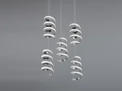 Cluster LED Pendelleuchte LAOLA in 3 Stufen dimmbar Silber Chrom, Ø 45cm
