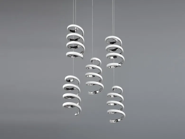 Cluster LED Pendelleuchte LAOLA in 3 Stufen dimmbar Silber Chrom, Ø 45cm