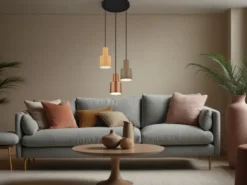 Cluster Pendelleuchte AGUDO 3-flammig Metall Coffee Töne, Ø 37cm