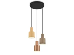 Cluster Pendelleuchte AGUDO 3-flammig Metall Coffee Töne, Ø 37cm