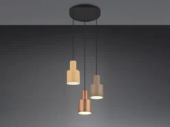 Cluster Pendelleuchte AGUDO 3-flammig Metall Coffee Töne, Ø 37cm
