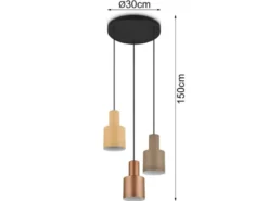 Cluster Pendelleuchte AGUDO 3-flammig Metall Coffee Töne, Ø 37cm