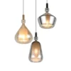 Cluster Pendelleuchte ALDEA 3-flammig Glas Bernstein & Chrom verspiegelt, Ø 35cm