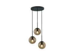 Cluster Pendelleuchte BALINI 3-flammig mit Rauchglas Kugeln, Ø 30cm