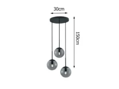 Cluster Pendelleuchte BALINI 3-flammig mit Rauchglas Kugeln, Ø 30cm