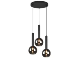 Cluster Pendelleuchte CLAYTON 3-flammig mit Rauchglas Glaskugeln, Ø 45cm