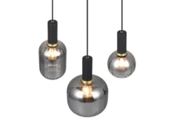 Cluster Pendelleuchte DIVA 3-flammig mit Glasschirmen Chrom bedampft, Ø 38cm