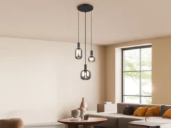Cluster Pendelleuchte DIVA 3-flammig mit Glasschirmen Chrom bedampft, Ø 38cm