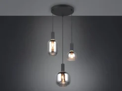 Cluster Pendelleuchte DIVA 3-flammig mit Glasschirmen Chrom bedampft, Ø 38cm