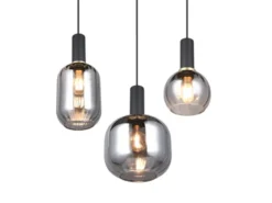 Cluster Pendelleuchte DIVA 3-flammig mit Glasschirmen Chrom bedampft, Ø 38cm