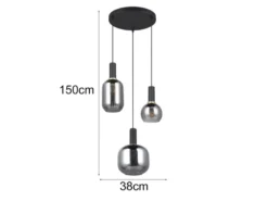 Cluster Pendelleuchte DIVA 3-flammig mit Glasschirmen Chrom bedampft, Ø 38cm