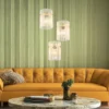 Cluster Pendelleuchte GORLEY 3-flammig transparenten Echtglas Stäben, Ø 47cm
