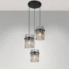 Cluster Pendelleuchte GORLEY 3-flammig mit Rauchglas Stäben, Ø 47cm