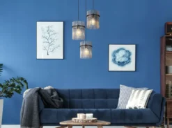 Cluster Pendelleuchte GORLEY 3-flammig mit Rauchglas Stäben, Ø 47cm