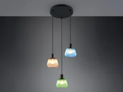 Cluster Pendelleuchte QUENYA 3-flammig mit Glasschirmen bunt, Ø 37,5cm