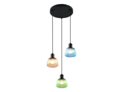 Cluster Pendelleuchte QUENYA 3-flammig mit Glasschirmen bunt, Ø 37,5cm