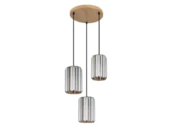 Cluster Pendelleuchte RUN 3-flammig mit Rauchglas Kristall Ø 35cm