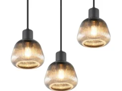 Cluster Pendelleuchte TARIFA 3-flammig mit Glasschirmen Chrom bedampft, Ø 37cm