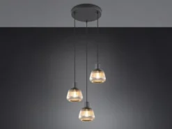 Cluster Pendelleuchte TARIFA 3-flammig mit Glasschirmen Chrom bedampft, Ø 37cm