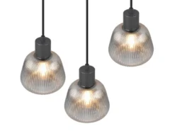 Cluster Pendelleuchte TARIFA 3-flammig mit Glasschirmen Chrom bedampft, Ø 37cm