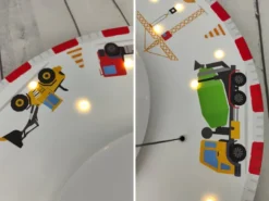 Coole Deckenlampe Baustellen Motiv fürs Kinderzimmer Schlummerlicht bunt Ø 54cm