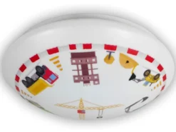 Coole Deckenlampe mit Baustellen Motiv fürs Kinderzimmer, bunt Ø 35cm