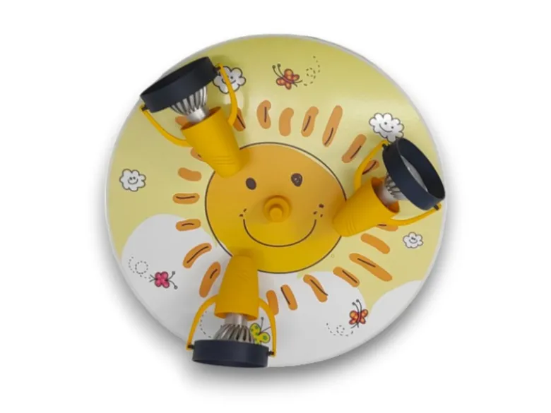 Coole Deckenlampe mit Sonnen Motiv für Kinderzimmer 3 flammig schwenkbar Ø 35cm