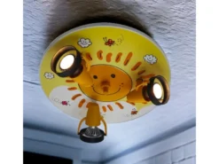 Coole Deckenlampe mit Sonnen Motiv für Kinderzimmer 3 flammig schwenkbar Ø 35cm