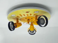 Coole Deckenlampe mit Sonnen Motiv für Kinderzimmer 3 flammig schwenkbar Ø 35cm