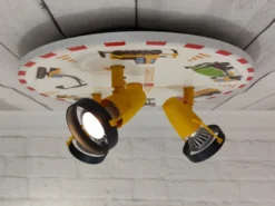 Coole Deckenlampe Motiv Baustelle für Kinderzimmer 3 flammig schwenkbar Ø 35cm