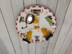 Coole Deckenlampe Motiv Baustelle für Kinderzimmer 3 flammig schwenkbar Ø 35cm