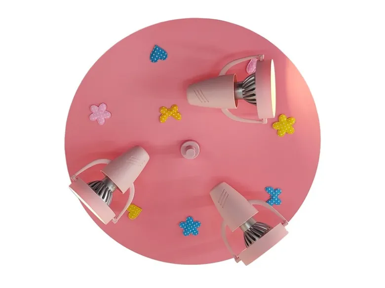 Coole Deckenlampe Natur Motive für Kinderzimmer 3 flammig schwenkbar Rosa Ø 35cm
