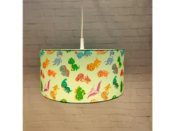 Coole Dino LED Hängelampe für Kinderzimmer mit Stoffschirm, bunt Ø 35cm