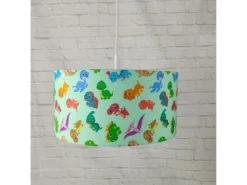 Coole Dino LED Hängelampe für Kinderzimmer mit Stoffschirm, bunt Ø 35cm