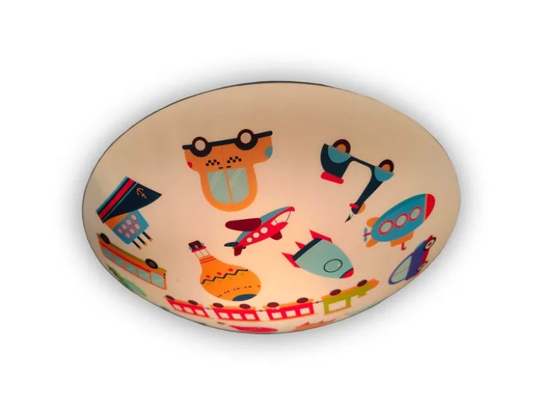 Coole LED Deckenleuchte dimmbar mit Fahrzeugen Motiv fürs Kinderzimmer Ø 35cm
