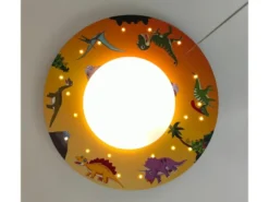 Coole LED Deckenleuchte Dino Motiv fürs Kinderzimmer Schlummerlicht bunt Ø54cm