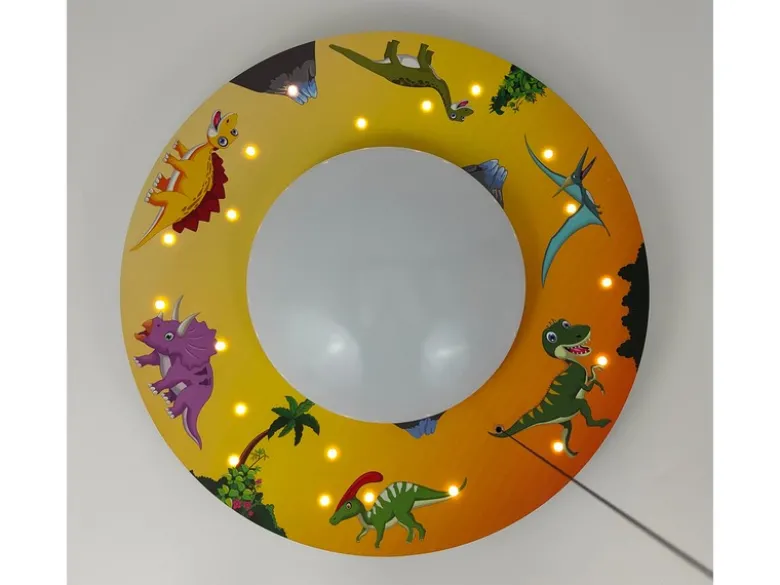 Coole LED Deckenleuchte Dino Motiv fürs Kinderzimmer Schlummerlicht bunt Ø54cm