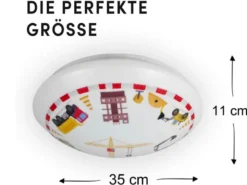 Coole LED Deckenleuchte mit Baustellen Motiv fürs Kinderzimmer, bunt Ø 35cm