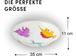 Coole LED Deckenleuchte mit Dino Motiv fürs Kinderzimmer, bunt Ø 35cm
