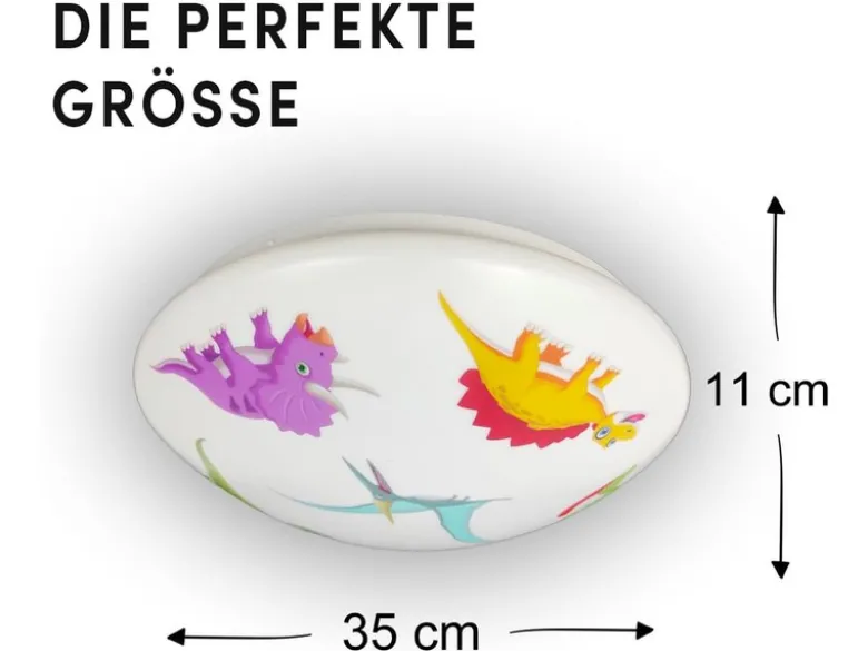 Coole LED Deckenleuchte mit Dino Motiv fürs Kinderzimmer, bunt Ø 35cm