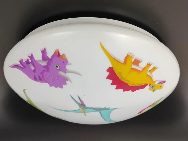 Coole LED Deckenleuchte mit Dino Motiv fürs Kinderzimmer, bunt Ø 35cm