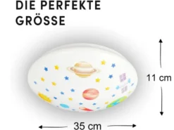 Coole LED Deckenleuchte mit Weltall Motiv fürs Kinderzimmer, bunt Ø 35cm
