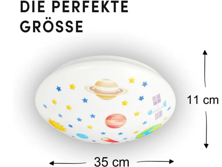 Coole LED Deckenleuchte mit Weltall Motiv fürs Kinderzimmer, bunt Ø 35cm