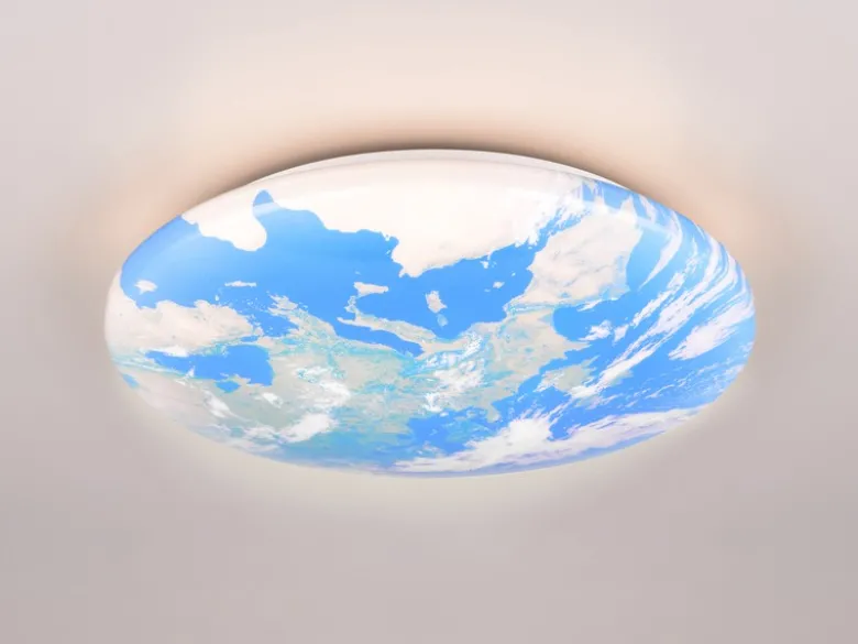 Coole LED Deckenleuchte TERRA mit Weltkugelcover aus Kunststoff, Ø 37cm